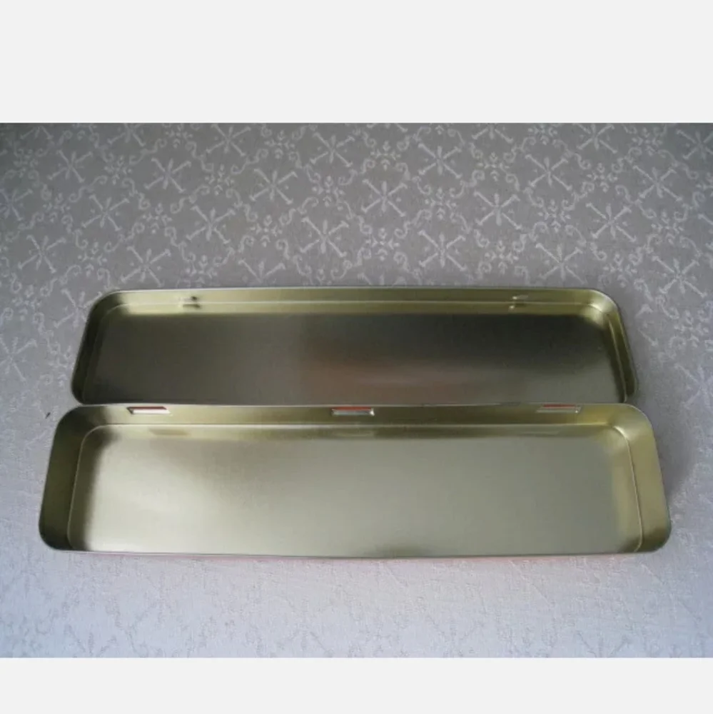 GODIVA Metal Hinged Top Tin Box Container Portable Small Organizer Penci…